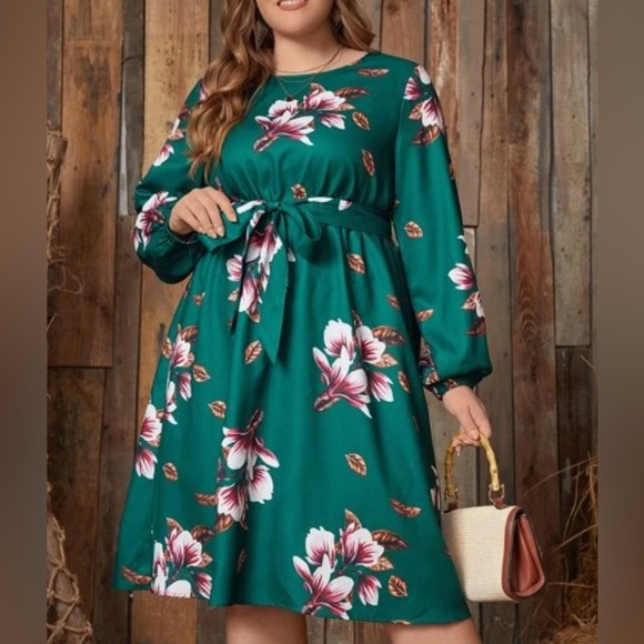 Emory Rose plus floral print lantern sleeve dress - Picture 2 of 8
